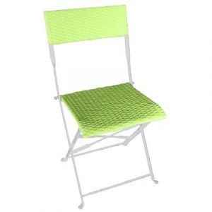 Image de Pegane Chaise de jardin acier epoxy avec tressage en plastique coloris vert pomme - Dim : 84 x 61 x 56 cm