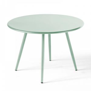 Oviala Table basse ronde en métal vert sauge 40 cm - Palavas - Vert