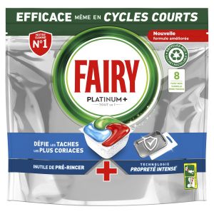 Fairy Tablettes Lave-vaisselle Original Platinium Plus Tout En 1 - Le Sachet De 8 Capsules