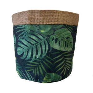 Sud trading Cache-pot en jute motifs géométriques sur fond noir