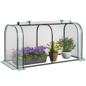 Coast Mini Greenhouse 118×55×60 cm - White/Green - Serre portable pour l'intérieur et l'extérieur - Couverture en PE et cadre en métal inoxydable