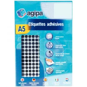 Image de Agipa 114307 - 2940 pastilles adhésives noires, diamètre 8 mm (10 feuilles A5 / cdt)