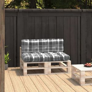 Image de VidaXL Coussins de canapé palette 2 pcs Motif à carreaux gris