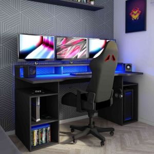 Terre de Nuit Bureau gaming avec niches en bois anthracite - BU9033 - Anthracite