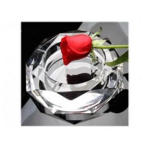 Cendrier octogonal en verre fond miroir