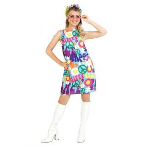 Morph Déguisement Hippie Femme Robe Disco Années 60-70 Costume Carnaval Vintage Femme