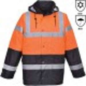 Portwest Parka haute visibilité polyester doublure fixe orange fluo marine taille L