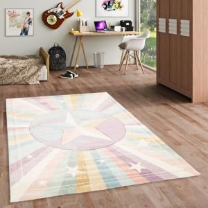 Pergamon Maui Kids - Tapis Pour Enfant - Arc-En-Ciel Et Étoile Colorée 80x150 Cm