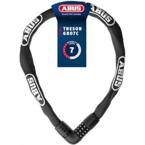 Abus Cha&icirc;ne antivol Tresor 6807C - Cadenas &agrave; combinaison, cha&icirc;ne en acier de 7 mm d'&eacute;paisseur, code &agrave; 4 chiffres - Antivol pour v&eacute;lo avec niveau de s&eacute;curit&eacute; 7 - Longueur 110 cm, noir