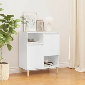 Image de VidaXL Buffet en bois d'eucalyptus massif, finition blanche