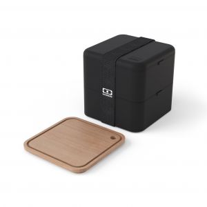 monbento Set lunch box 2 étages 1,7L Noir Onyx + Planche à découper