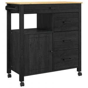 VidaXL Chariot de cuisine Uni Noir