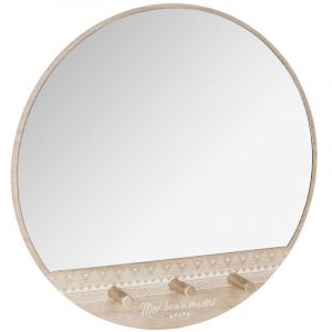 Image de Patère 3 Crochets Ronde "Miroir" 39cm Naturel "