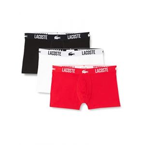 Lacoste Lot de 3 boxers courts homme avec marquage en jersey Taille M Noir/rouge/blanc