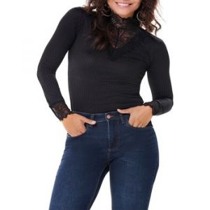 Tee shirt manc s longues Jacqueline de yong Rine black ml tee l Noir Taille : XS r&egrave;f : 91772