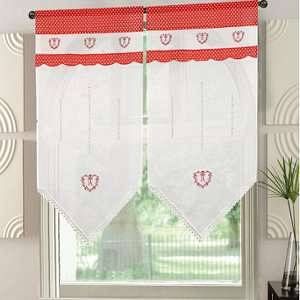 Homemaison Paire de petits voilages brodés Coeurs et Petits Pois - 60 x 160 cm