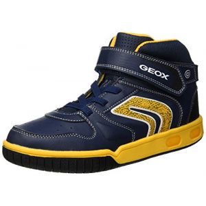 Geox Jr Gregg B, Baskets Hautes gar&ccedil;on, Bleu (Navy/Yellow C4054), 26 EU