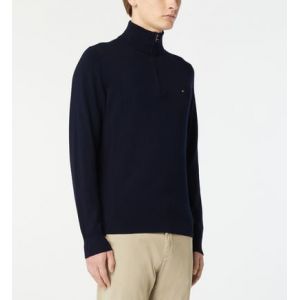 Tommy Hilfiger Pull droit coton col camionneur flag Bleu - Couleur Bleu - Taille XS