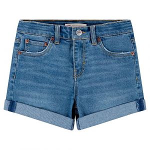 Short droit en denim stretch à revers