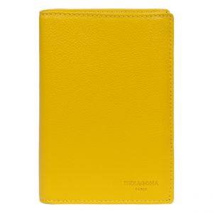 Hexagona Portefeuille européen 2 Volets - Compatible Cartes de crédit, CNI, permis de Conduire, Passeport et Carte Grise - pour Femme - Collection Confort - Jaune - en Cuir de Vachette grainé
