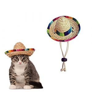 Image de AWOCAN Chapeau de Paille Amusant Mexicain pour Animal de Compagnie, d&eacute;coration de f&ecirc;te d'anniversaire pour Petits Animaux de Compagnie, Chiot, Chat