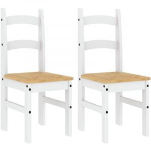 VidaXL Chaises &agrave; manger lot de 2 blanc 40x46x99 cm bois massif de pin, chaise &agrave; d&icirc;ner, chaise de cuisine, si&egrave;ge &agrave; manger, chaise, chaise de salon
