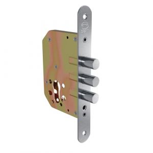 Amig - Serrure à encastrer avec boulons pour portes en bois | 50 mm | Sans cylindre et bouclier de sécurité | Mod. 1103 | Acier | Chrome mat | Avec vis