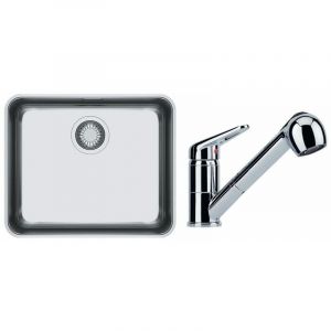 Franke PACK Aton ANX110-48 + Mitigeur Novara Plus douchette - Coloris : Inox Lisse - Inox Lisse