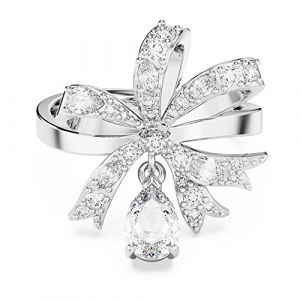 Swarovski Bague cocktail Volta, nœud orné de critaux blancs, en métal rhodié, taile 52
