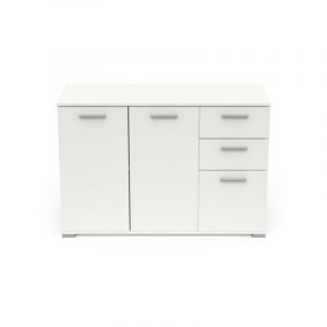 Buffet bas 3 portes 2 tiroirs Blanc mat - ZILY - Contemporain - Design - Bois
