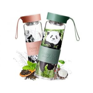 Gourde &Agrave; Eau En Verre 620 Ml Lot De 2 Bouteille Sport En Verre Borosilicat&eacute; Sans Bpa Avec Housse N&eacute;opr&egrave;ne Antid&eacute;rapante Relief 3d