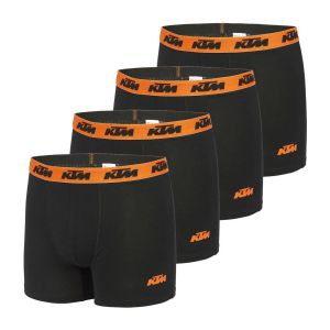 KTM Bike Industries Boxer Homme Coton, Caleçon Homme Hypoallergénique & Naturel (Lot de 4), Noir, Orange, Taille S