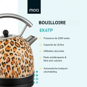 Moa Retro Kettle Panther Print - &Eacute;lectrique - acier inoxydable - EK4TPA