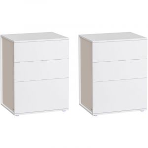 Tables de chevet lot de 2 avec 3 tiroirs blanc
