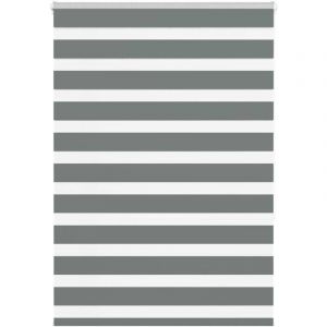 VidaXL Store zèbre gris foncé largeur du tissu 959 cm polyester store à enrouleur zébré store zébré pour fenêtre store 4014131