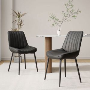 COLAMY – Lot de 2 chaises design : élégance, confort et qualité pour sublimer votre salle à manger-noir