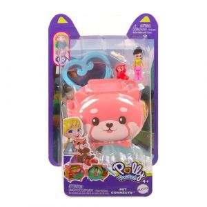 Mattel Polly Pocket Pet Connects - Red panda Micro Playset - Figurine + animal + accessoire