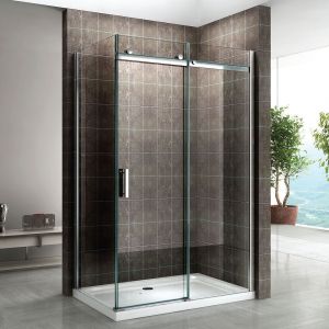 ALIXA Cabine de douche H 200 cm porte coulissante en verre 8 mm transparent 85 x 150 cm (porte 150)