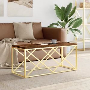 VidaXL Table basse acier inoxydable et bois massif de récupération 349966