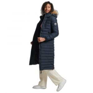 Superdry Doudoune longue légère à capuche fausse fourrure femme