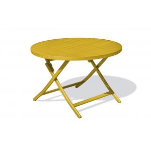 Image de DCB Garden Table de jardin pliante MARIUS (diam. 110 cm) en aluminium - Coloris MOUTARDE