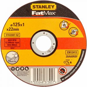 Stanley STA32607-QZ Disque aggloméré fin a tronçonner l'i x 125 x 1,0 x 22,2 mm