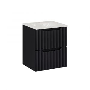 Meuble simple vasque encastrée 50cm 2 tiroirs Riva Noir