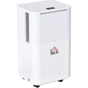 Homcom Déshumidificateur portable électrique silencieux - 195W réservoir 2L - évacuation continue 10L-24H - pièces 12 m² max. blanc