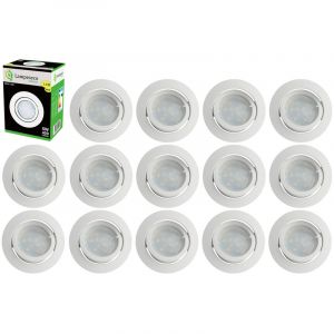 Lampesecoenergie Lot de 15 Spot Led Encastrable Complete Blanc Orientable lumi&egrave;re Blanc Chaud eq. 50W ref.193