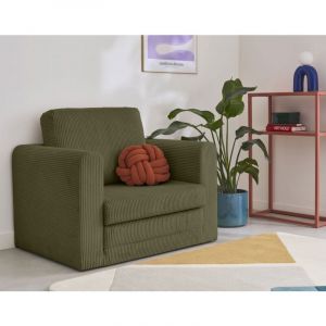 Marilia - fauteuil - convertible déplimousse - en velours côtelé - Vert