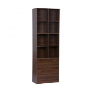 Sweeek - Etagère, bibliothèque modulable décor bois noyer 3 éléments - 3 tiroirs 8 niches l 70 x p 35 x h 210cm - Kompo