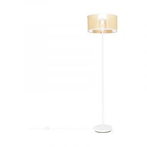 Qazqa Akira - Lampadaire avec abat-jour R&eacute;tro - 1 lumi&egrave;re - H 1500 mm - Blanc - R&eacute;tro - &Eacute;clairage int&eacute;rieur - Salon I Chambre I Cuisine I Salle &agrave; manger