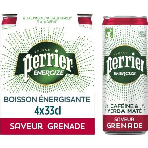 Eau Gazeuse Aromatis&eacute;e Grenade Bio Perrier Energize - Le Pack De 4 Canettes De 33cl