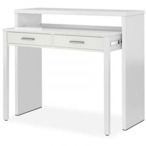 Image de Pegane Bureau console extensible coloris blanc Artik - 87 x 98 x 36 cm -